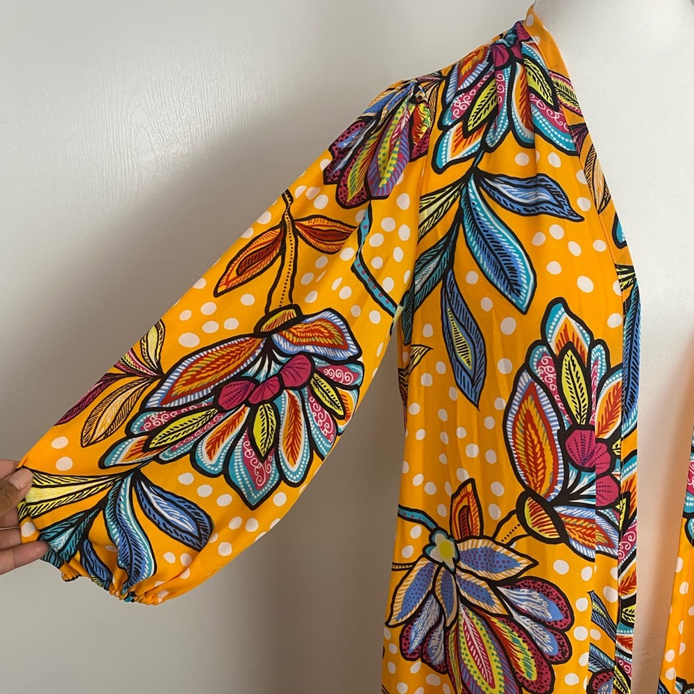 NWT Tabitha Brown x Target Orange Floral Print Long Duster Size XS Kimono Dress - Picture 4 of 15